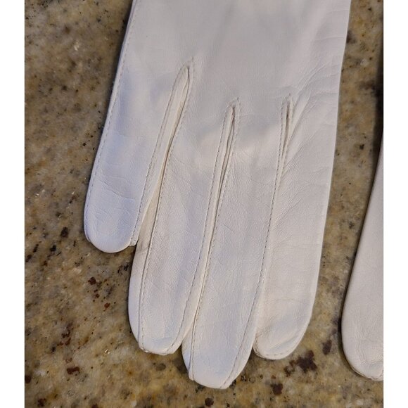 Vtg Size XS-S 6 Cream Soft Kid Leather Formal 10.5" Long Gloves Embroidered - Picture 2 of 15